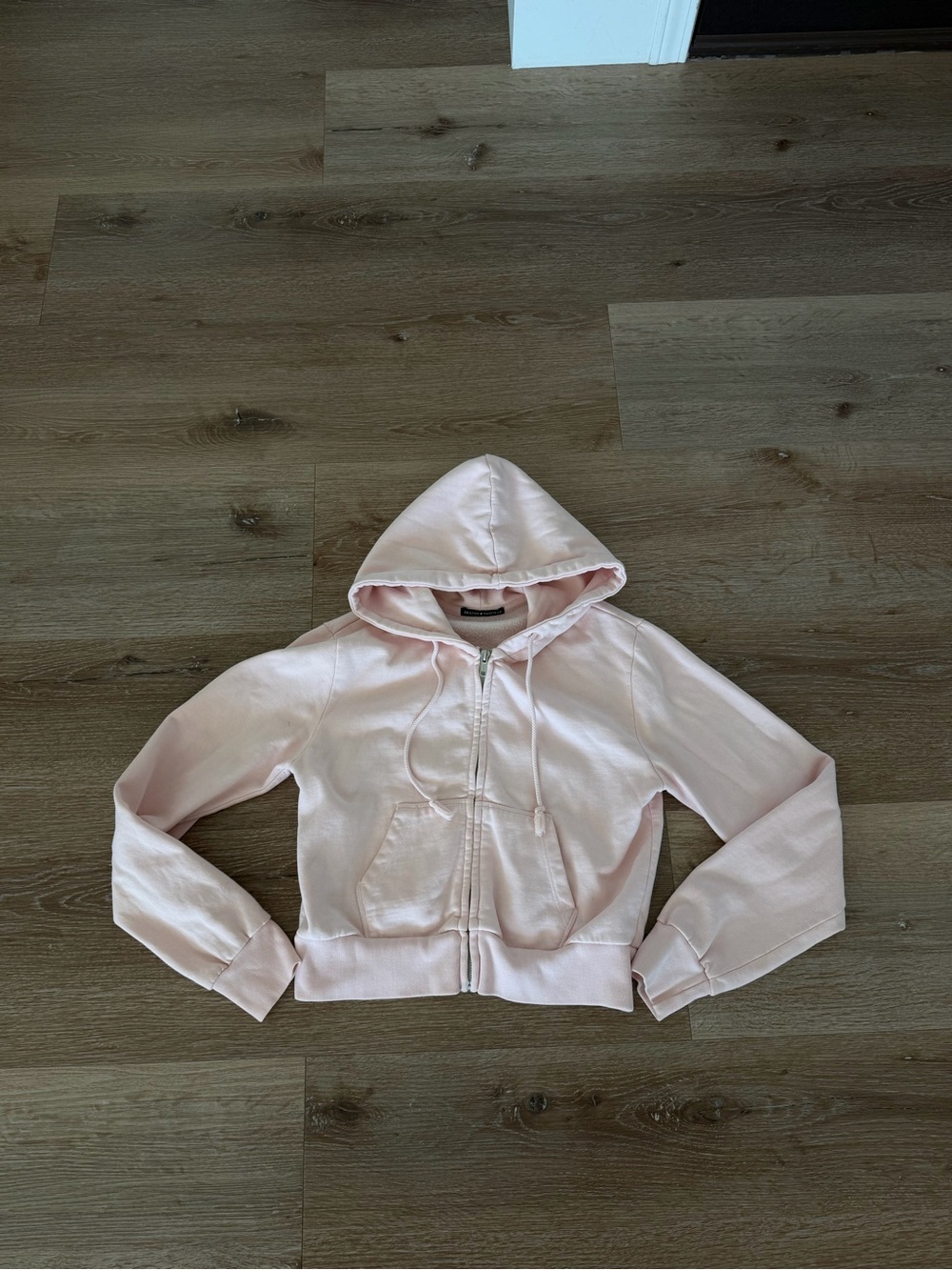 Light Pink Cropped Zip Hoodie